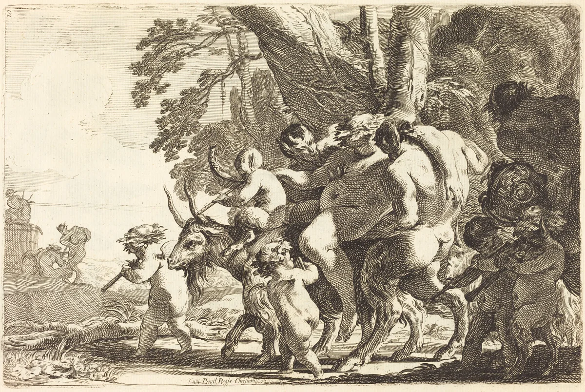 Drunken Silenus by Michel Dorigny, portfolio, 1617-1665