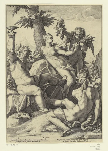 Venus, Bacchus en Ceres (Sine Cerere et Baccho friget Venus) by Unknown, print, 1588