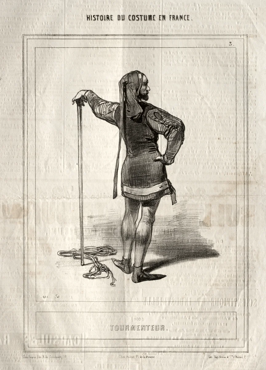 Histoire du Costume en France: Tourmenteur by Paul Gavarni, print, 1843