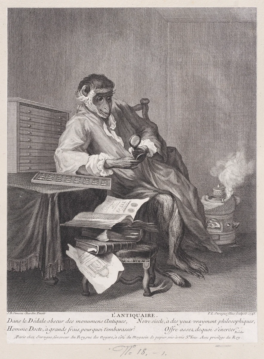 The Antiquarian by Pierre Louis Surugue, print, 1743