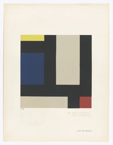 Composition from Art of Today, Masters of Abstract Art (Art d'aujourd'hui, maîtres de l'art abstrait), Album I by Theo van Doesburg, print, 1953