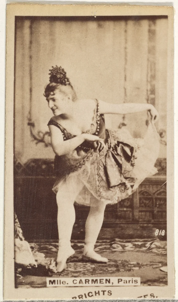 Mlle. Carmen, Paris, from the Actors and Actresses series (N45, Type 1) for Virginia Brights Cigarettes by Allen & Ginter, photograph, 1885-1891