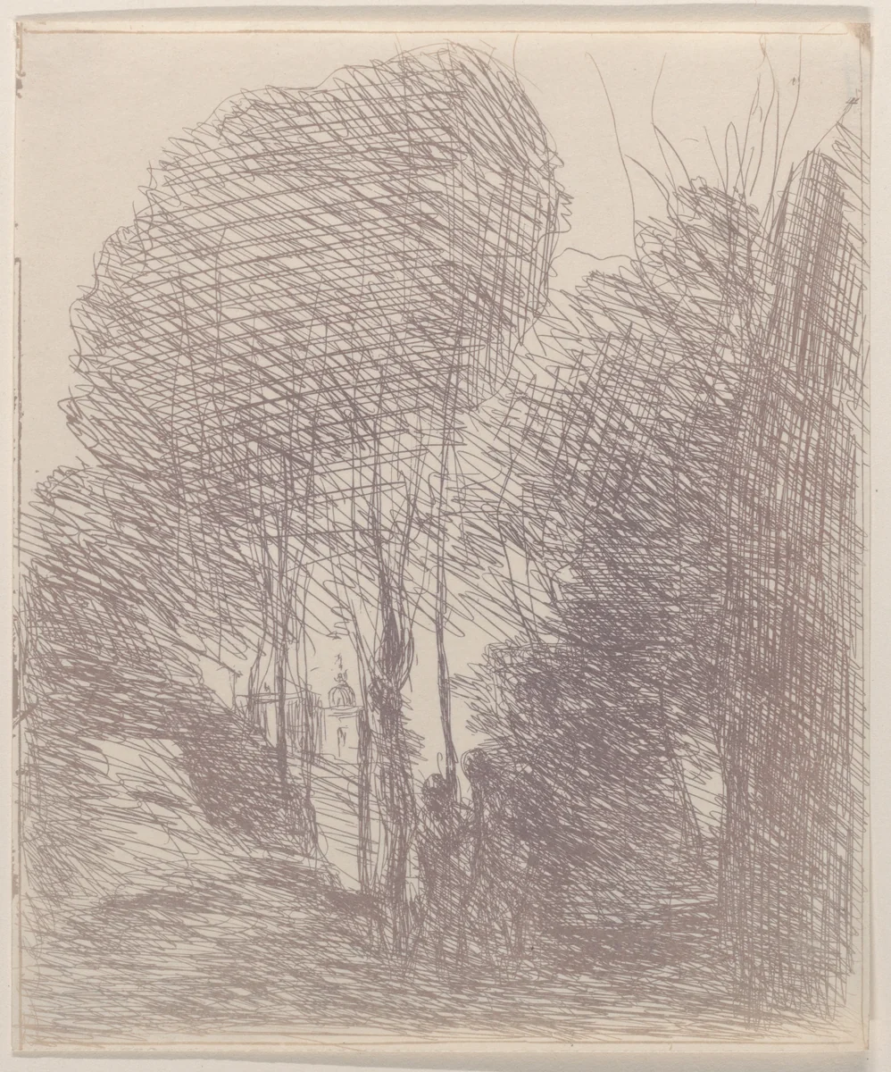 Souvenir de la Villa Pamphili by Camille Corot, print, 1871