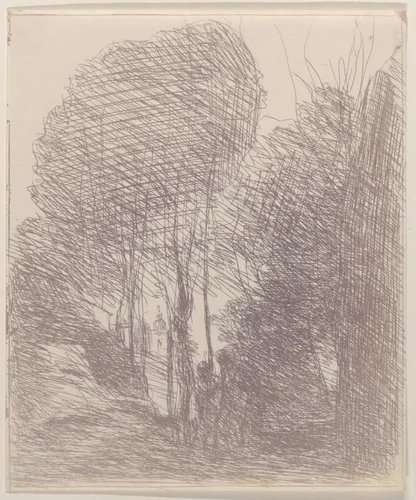 Souvenir de la Villa Pamphili by Camille Corot, print, 1871