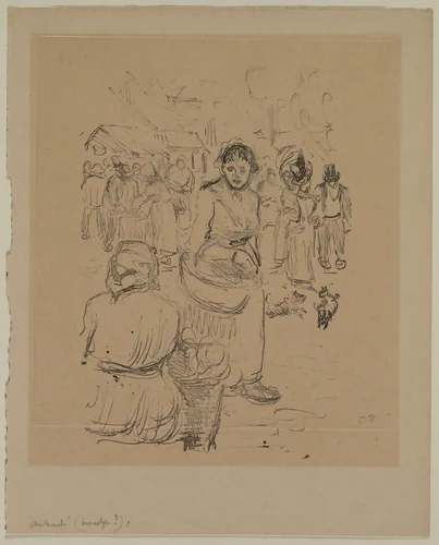 At the Market by Camille Pissarro, print, 1850-1900