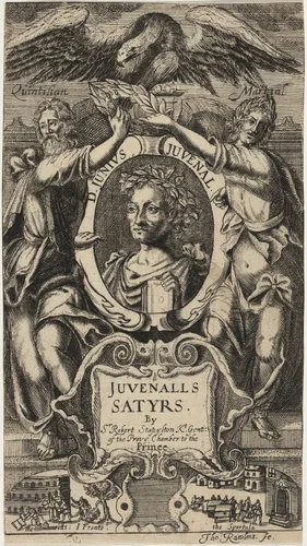 Title Page to Juvenal's Satyrs, by Sir R. Stapleton by Thomas Rawlins, print, 1570-1660