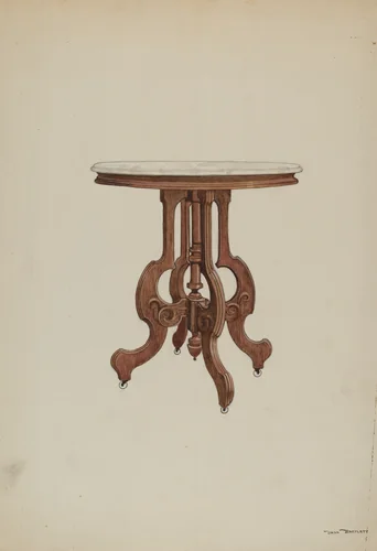 Center Table, with Marble Top by Dana Bartlett, index of american design, 1937