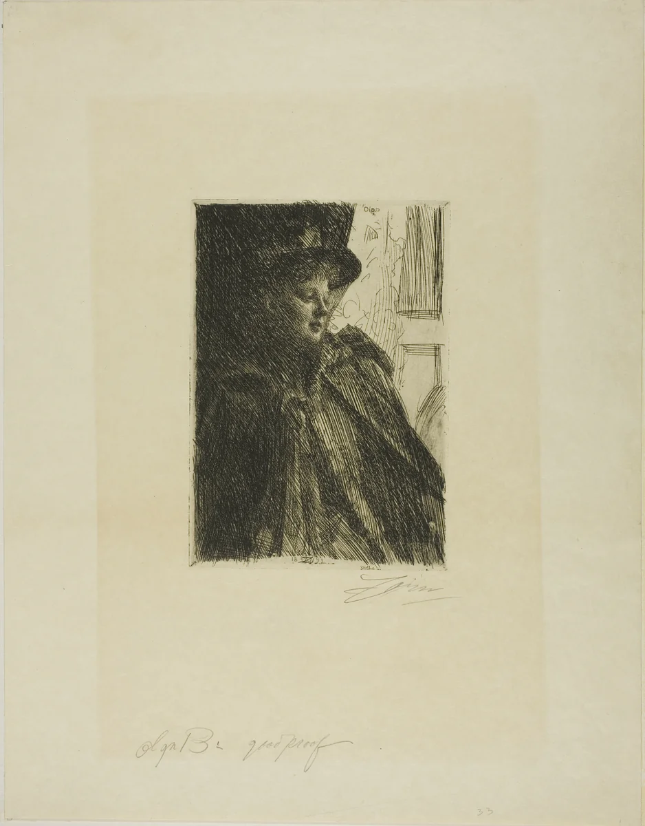 Olga Bratt by Anders Zorn, print, 1892