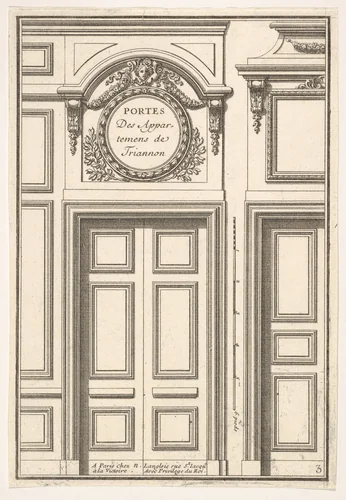 Doors of the Trianon Apartments, plate III from "Portes a Placard et Lambris" by Jean Le Pautre, print, 1618-1682