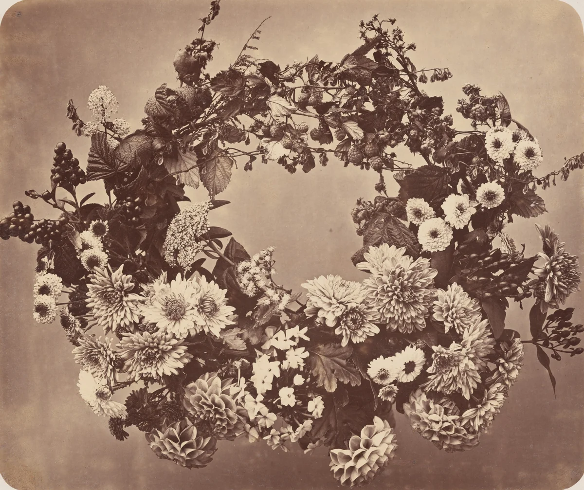 Floral and Berry Wreath by Adolphe Braun, photograph, 1850-1860