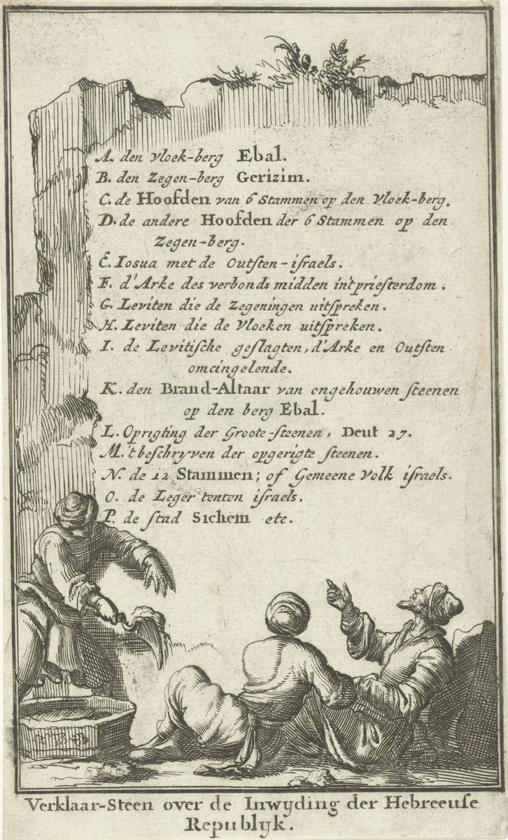 Stenen tablet met de voorschriften van Mozes by Jan Luyken, print, 1683