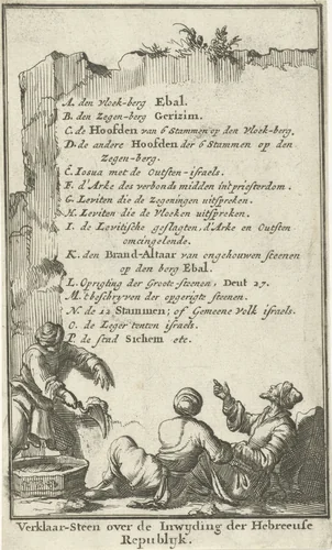 Stenen tablet met de voorschriften van Mozes by Jan Luyken, print, 1683