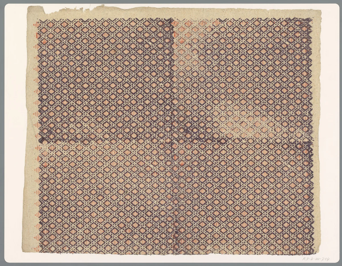 Blad met ruitpatroon by anonymous, print, 1750-1950