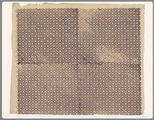 Blad met ruitpatroon by anonymous, print, 1750-1950