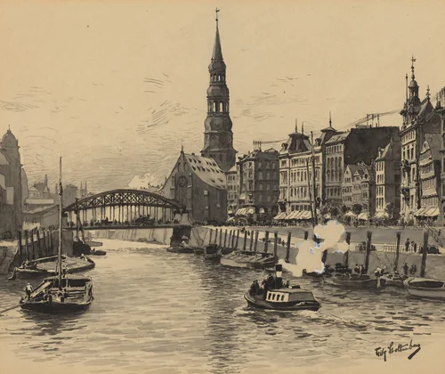 Dovenfleet mit Katharinenkirche by Fritz Stoltenberg, portfolio, 1893