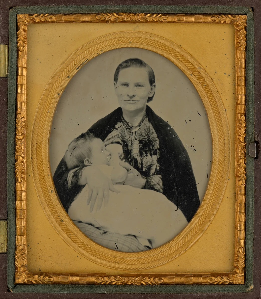 Portrait of a Mother Nursing Baby by American 19th Century, photograph, 1855-1865