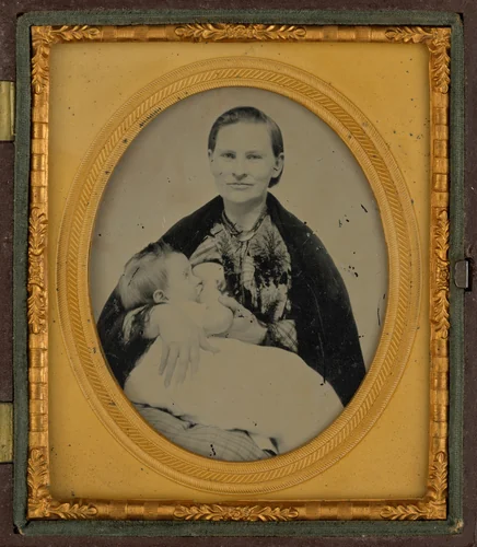 Portrait of a Mother Nursing Baby by American 19th Century, photograph, 1855-1865