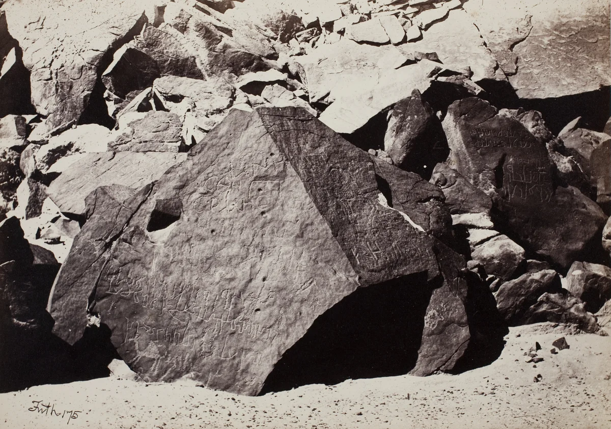 Sinaitic Inscriptions in Wadee El-Mukattab by Francis Frith, photograph, 1860