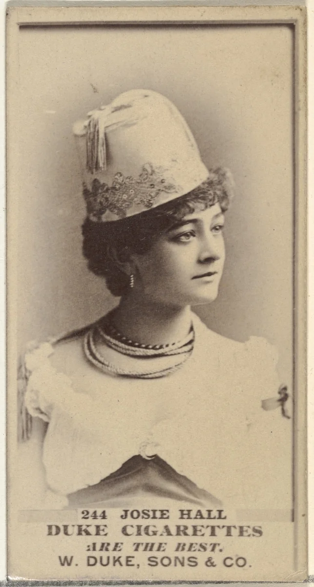 Card Number 244, Josie Hall, from the Actors and Actresses series (N145-7) issued by Duke Sons & Co. to promote Duke Cigarettes by W. Duke, Sons & Co., photograph, 1880-1889