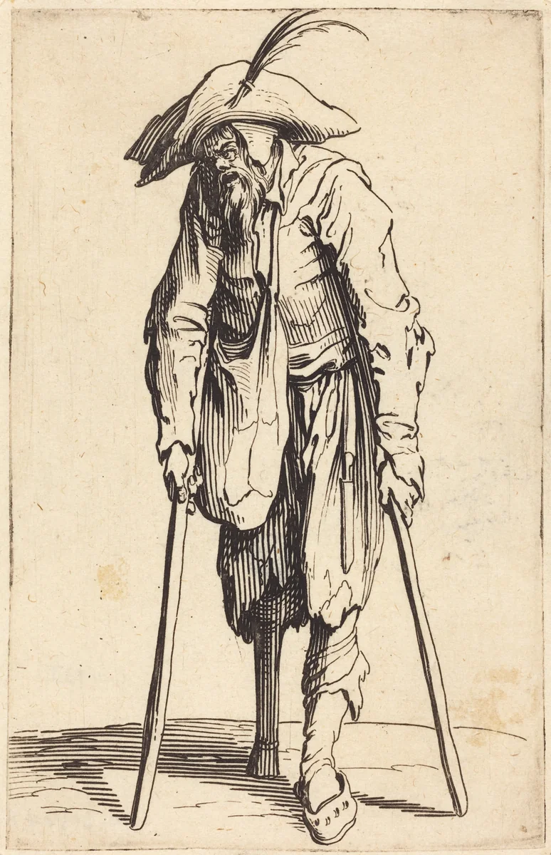 Beggar with Wooden Leg by Jacques Callot, print, 1622