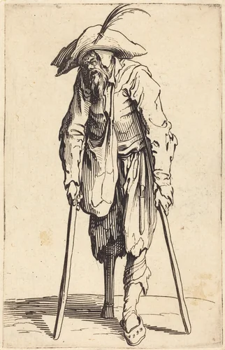 Beggar with Wooden Leg by Jacques Callot, print, 1622