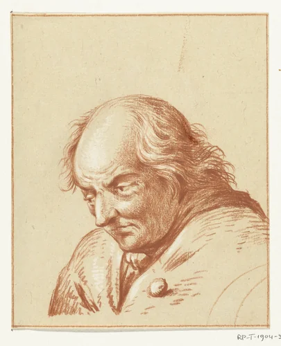Buste van man, naar beneden kijkend by Jean Bernard, drawing, 1775-1833
