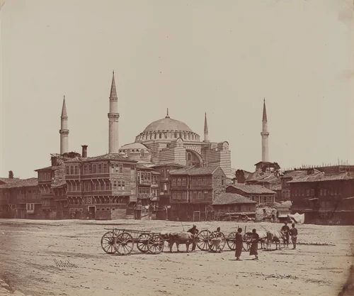 Hagia Sophia from Place l'Hippodrome by James Robertson; Felice Beato; Antonio Beato, photograph, 1857