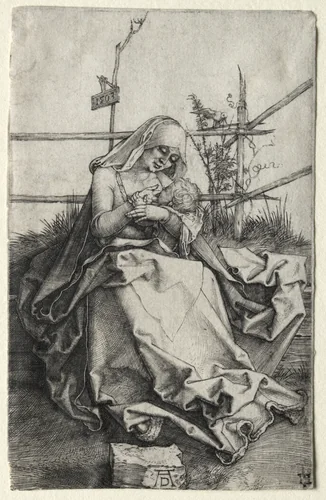The Virgin and Child on a Grassy Bench by Albrecht Dürer, print, 1503