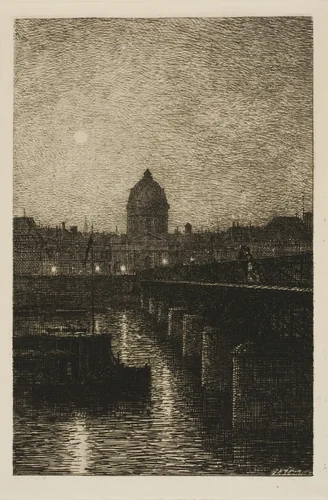 Le Pont des Arts by Maxime Lalanne, print, 1869