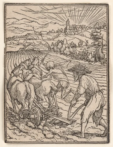 The Peasant (or Ploughman), from "The Dance of Death" by Hans Holbein the Younger, print, 1521-1538