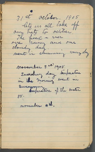 Sketchbook, page 005: Notes by Maurice Prendergast, book, 1905-1910