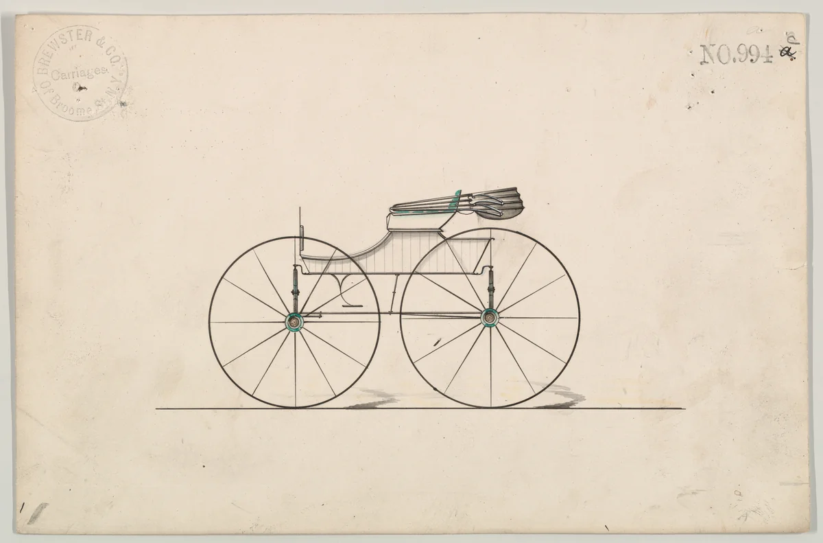 Design for Wagon, no. 994c by Brewster & Co., drawing, 1850-1870