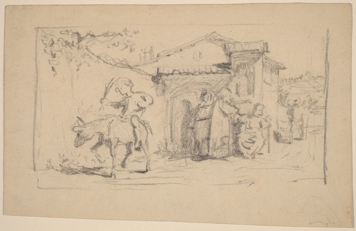 Son and Donkey by Elihu Vedder, drawing, 1859