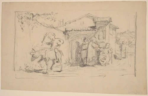 Son and Donkey by Elihu Vedder, drawing, 1859