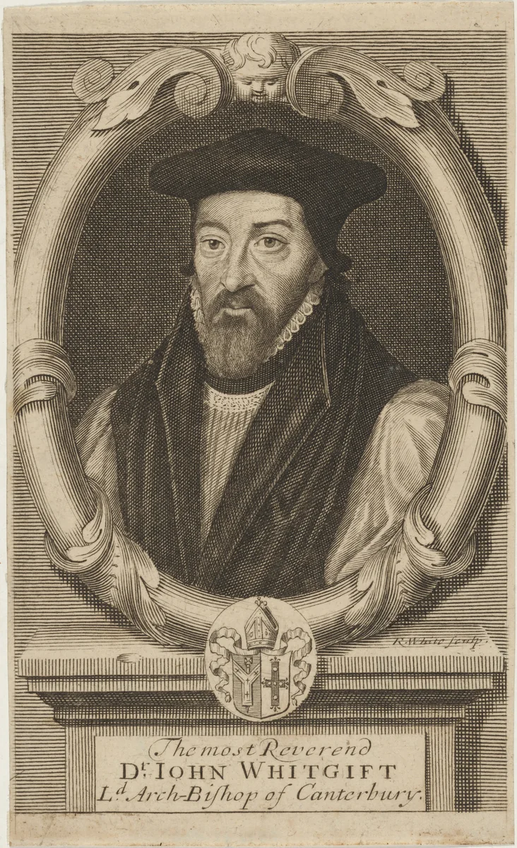 John Whitgift, D.D., Archbishop of Canterbury by Robert White, print, 1699