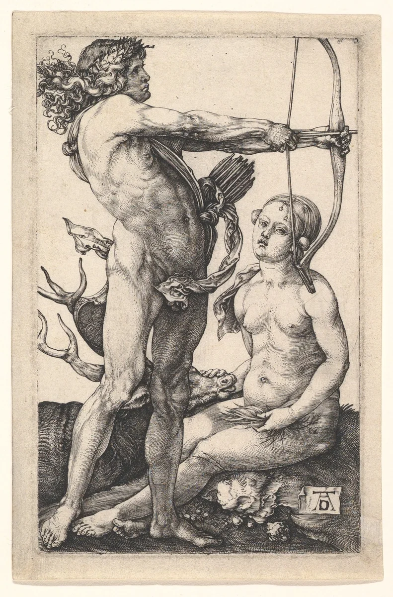 Apollo and Diana by Albrecht Dürer, print, 1503-1504