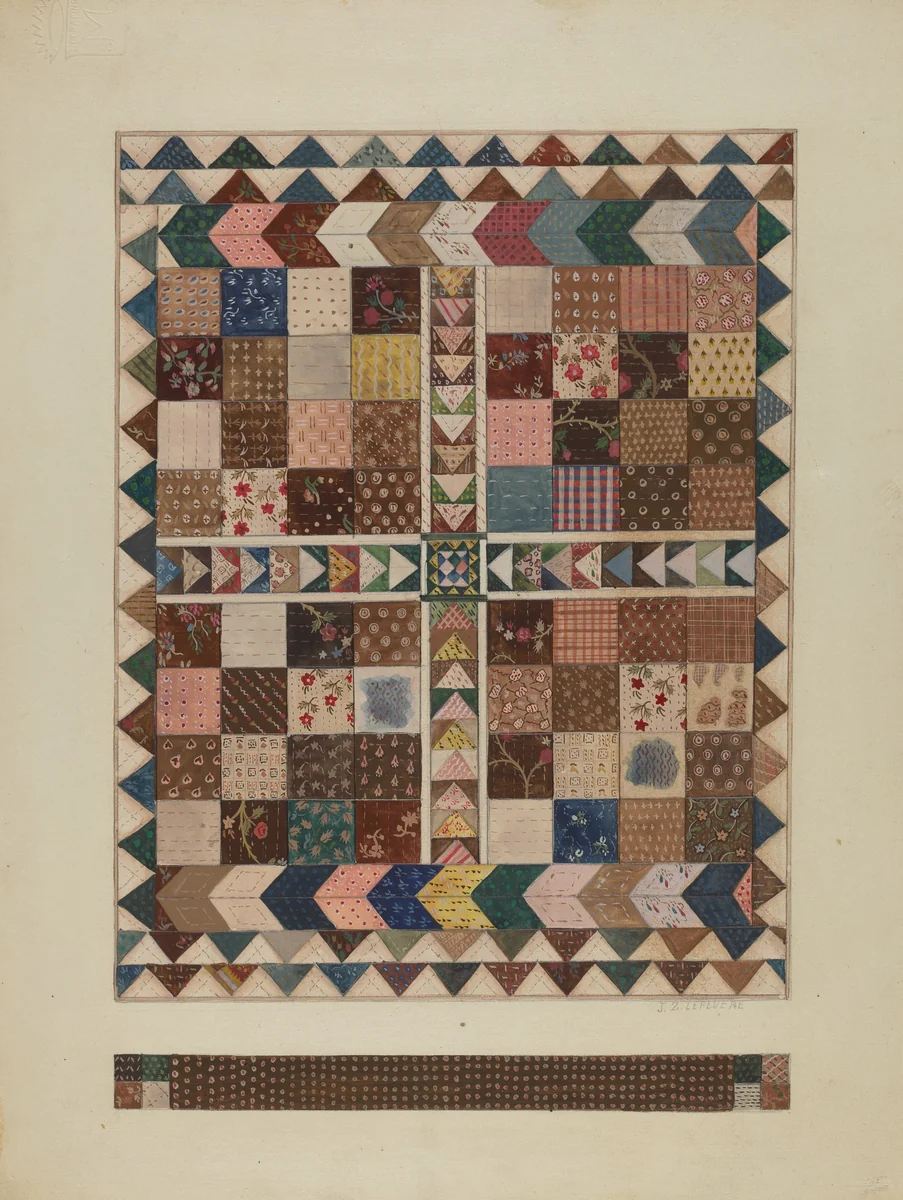 Patchwork Crib Quilt by Jules Lefevere, index of american design, 1935-1942