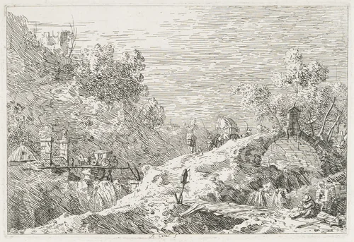 Views: Mountain Landscape with Five Bridges by Antonio Canaletto, print, 1735-1746