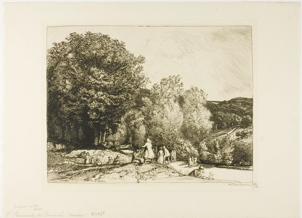 Sunday Walk by Louis Auguste Lepère, print, 1913