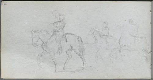 Sketchbook, page 91: Figures on Horseback by Ernest Meissonier, book, 1860-1869
