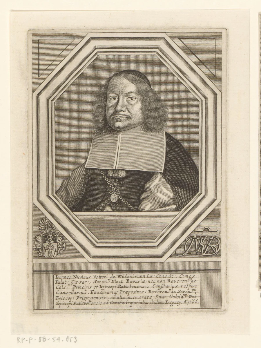 Portret van Johann Nikolaus Vetterl by Matthias van Sommer, print, 1666