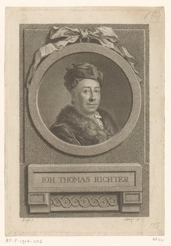 Portret van Johann Thomas Richter by Johann Friedrich Bause, print, 1774