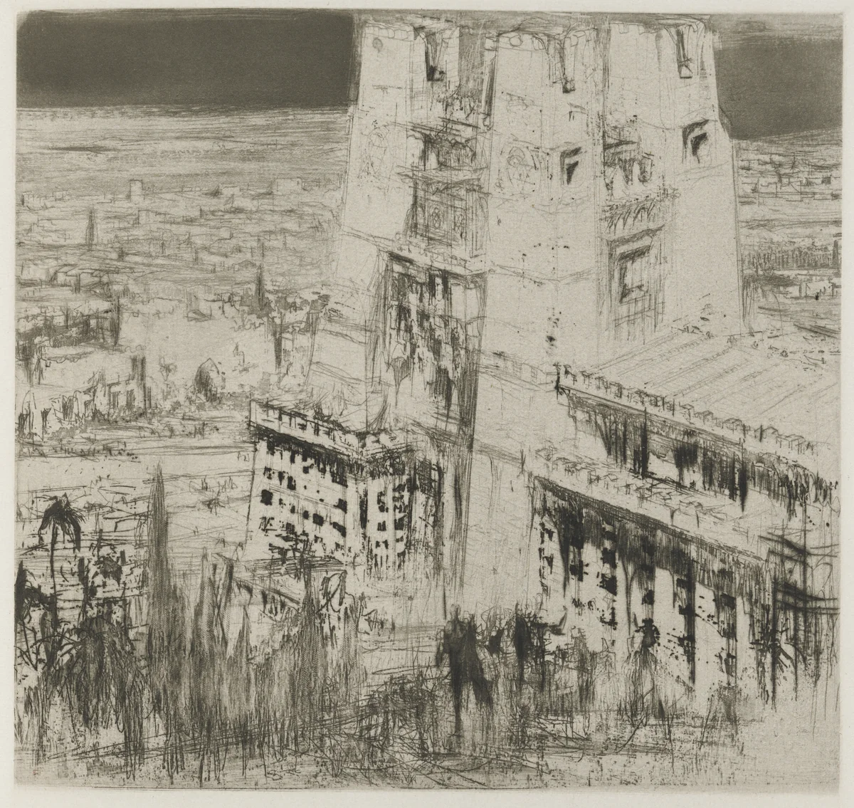 Herodias: Page 7, The sun made the cliffs of white marble glitter, and the golden rays on its roof by William Walcot, print, 1928