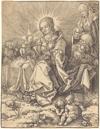 The Holy Family on a Grassy Bench by Albrecht Dürer, print, 1526