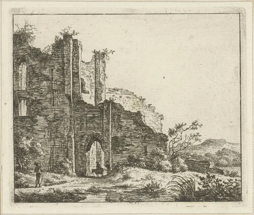 Landschap met ruïne by Hermanus Fock, print, 1781-1822