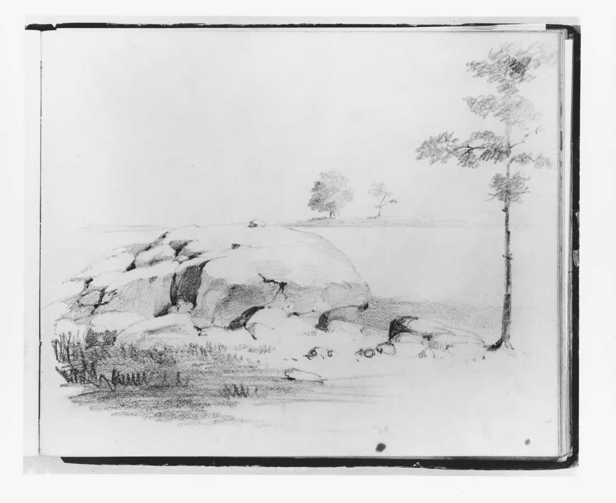 Landscape with Rocks and Trees (from Sketchbook) by Francis William Edmonds, artwork, 1835-1839