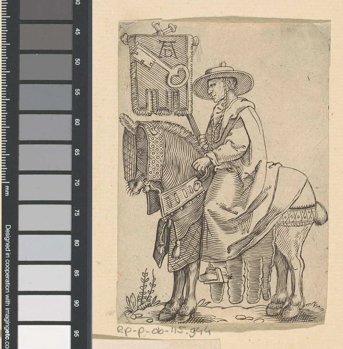 Kardinaal te paard by anonymous, print, 1600-1699