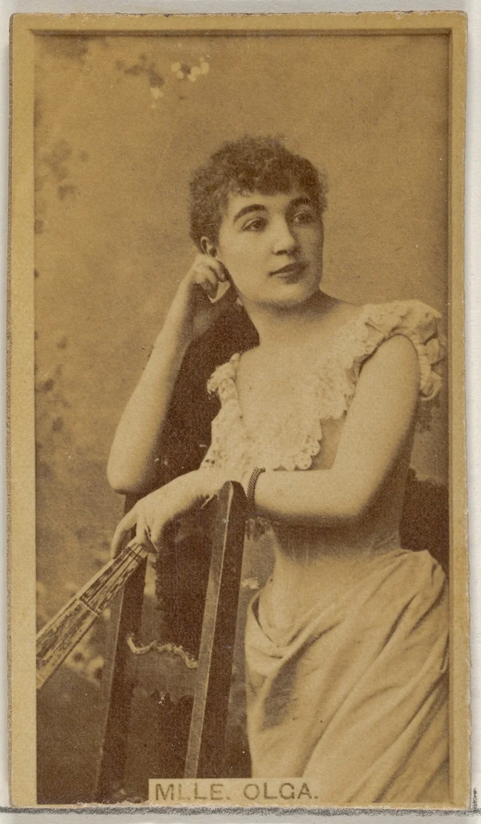 Mlle. Olga, from the Actors and Actresses series (N45, Type 8) for Virginia Brights Cigarettes by Allen & Ginter, photograph, 1885-1891