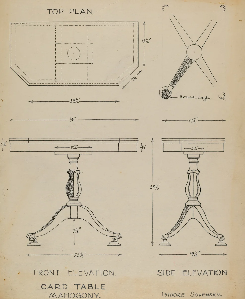 Card Table by Isidore Sovensky, index of american design, 1940