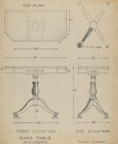 Card Table by Isidore Sovensky, index of american design, 1940